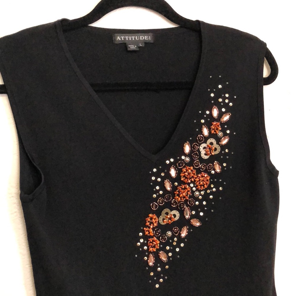 🌈 Attitude Black Knit Top with Sparkle!